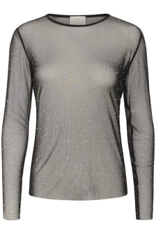 Kaffe t-shirts_toppe Kaffe - Stinna meshbluse, sort med glimmer - 10510854-106822