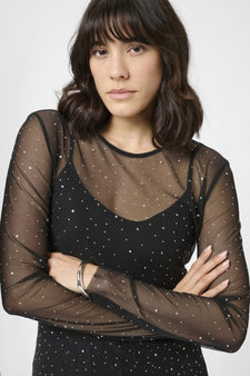 Kaffe t-shirts_toppe Kaffe - Stinna meshbluse, sort med glimmer - 10510854-106822