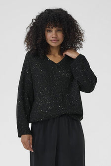 Kaffe trøje_strik_cardigan Kaffe - Shina strik, sort glimmer - 10510987-100121