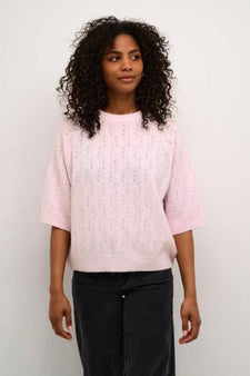 Kaffe trøje_strik_cardigan Kaffe - Tella pullover, rosa melange - 10509496