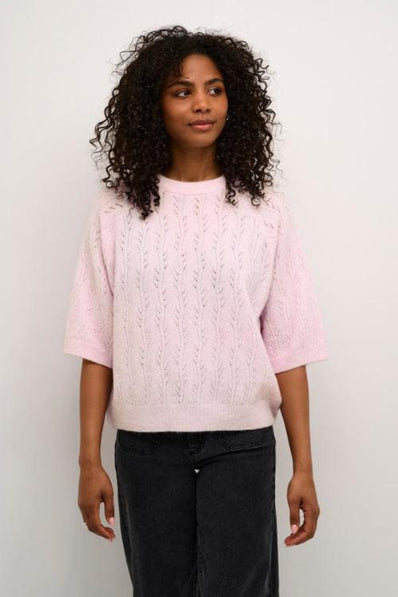 Kaffe trøje_strik_cardigan Kaffe - Tella pullover, rosa melange - 10509496