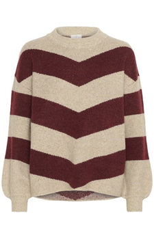 Kaffe trøje_strik_cardigan Kaffe - Verana strik, feather grey/bordeaux - 10509061 108774