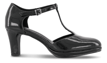 Marco Tozzi sko med hæl Marco Tozzi - Mary Jane pump, sort lak - 2-24419-45
