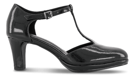 Marco Tozzi sko med hæl Marco Tozzi - Mary Jane pump, sort lak - 2-24419-45