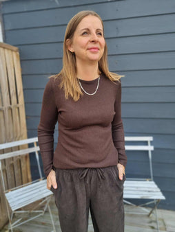 marta bluser_skjorter Marta - Lunara tee, brun med glimmer - 38915