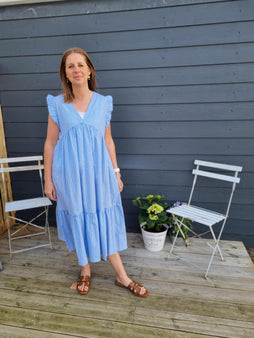 marta kjoler_nederdele Marta - Elma kjole, blue stripe - 5795