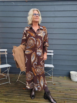 marta kjoler_nederdele Marta - Natty kjole, brun mix - 7617