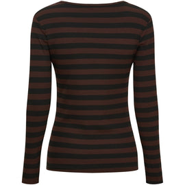 marta t-shirts_toppe Marta - Begonia basis strib, black/moro