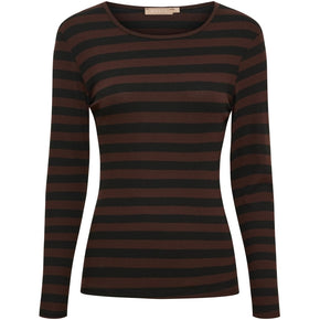 marta t-shirts_toppe Marta - Begonia basis strib, black/moro