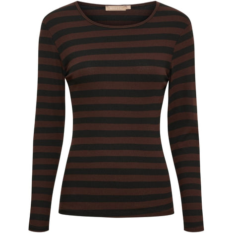 marta t-shirts_toppe Marta - Begonia basis strib, black/moro