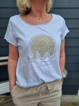 marta t-shirts_toppe Marta - Marie t-shirt, hvid elefant - 1535