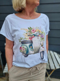marta t-shirts_toppe Marta - Marie t-shirt, hvid vespa - 1535