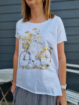 marta t-shirts_toppe Marta - Marie t-shirt, white bike - 1535