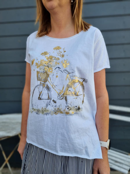 marta t-shirts_toppe Marta - Marie t-shirt, white bike - 1535