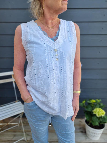 marta t-shirts_toppe Marta - Perla top, hvid - 6261