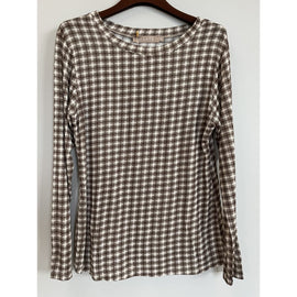 marta trøje_strik_cardigan Marta - Elissa top, brown check - 7914