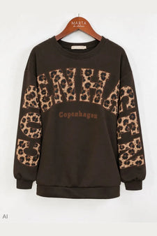 marta trøje_strik_cardigan Marta - Sevilla sweat, brun/leo - 22659