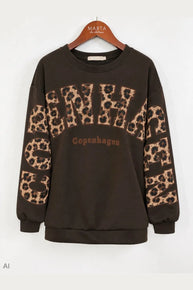 marta trøje_strik_cardigan Marta - Sevilla sweat, brun/leo - 22659