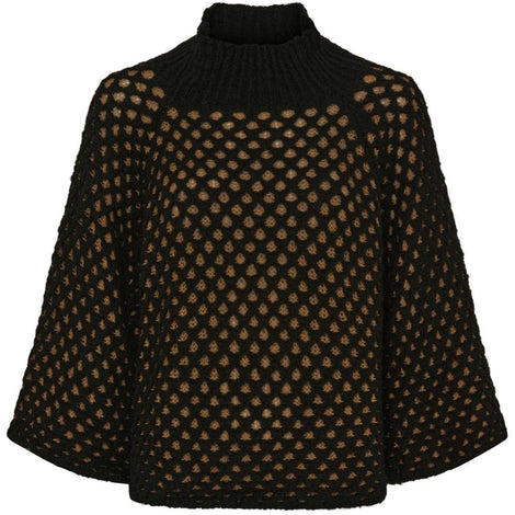 marta trøje_strik_cardigan ONE-SIZE Marta - Clemence strik, sort/camello - 24614