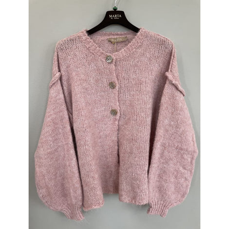 marta trøje_strik_cardigan ONE-SIZE Marta - Novella strik cardigan, rosa - 9735