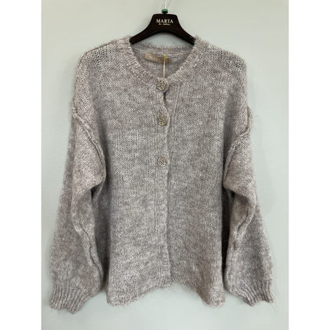marta trøje_strik_cardigan ONE-SIZE Marta - Novella strik vest, fango - 9735