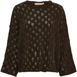 marta trøje_strik_cardigan ONE-SIZE Marta - Peach strik, brun - 2785