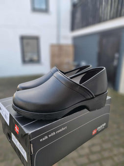 Morsø Skoimport træsko Morsø - Træsko med hælkap, sort skind - 3025-04