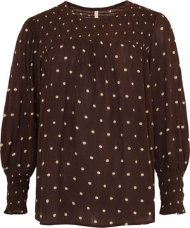 OFELIA bluser_skjorter Ofelia - Fira bluse, brun med prikker