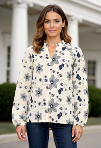 OFELIA bluser_skjorter Ofelia - Flora bluse, cream combi