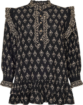OFELIA bluser_skjorter Ofelia - Josephine bluse, sort mix