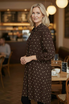 OFELIA kjoler_nederdele Ofelia - Fira tunika, brun med prikker