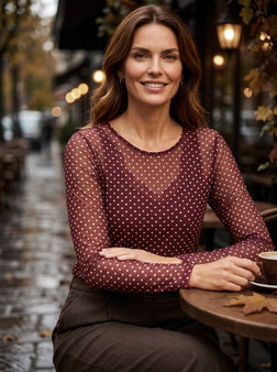 OFELIA t-shirts_toppe Ofelia - Gwen mesh bluse, bordeaux