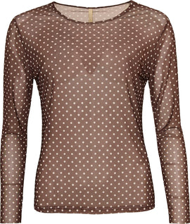 OFELIA t-shirts_toppe Ofelia - Gwen mesh bluse, brun