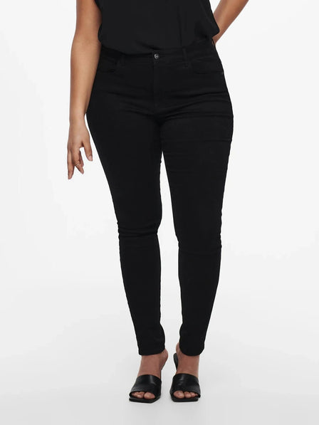 Only Carmakoma bukser_shorts_nederdele Only Carmakoma - Augusta høj talje skinny fit jeans, sort - 15184632