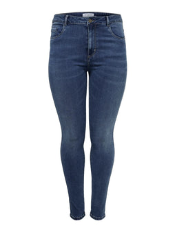 Only Carmakoma bukser_shorts_nederdele Only Carmakoma - Caraugusta høj talje skinny fit jeans, medium blue - 15186392