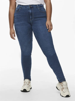 Only Carmakoma bukser_shorts_nederdele Only Carmakoma - Caraugusta høj talje skinny fit jeans, medium blue - 15186392