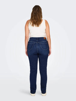 Only Carmakoma bukser_shorts_nederdele Only Carmakoma - Carsui mellemhøj talje slim fit jeans, dark blue - 15321075