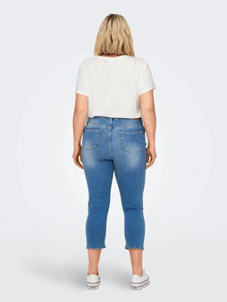Only Carmakoma bukser_shorts_nederdele Only Carmakoma - Carwilly mellemhøj talje capri skinny fit jeans, llight medium - 15300751