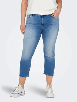 Only Carmakoma bukser_shorts_nederdele Only Carmakoma - Carwilly mellemhøj talje capri skinny fit jeans, llight medium - 15300751