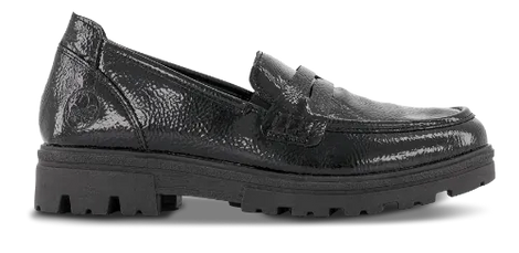 Rieker flade sko Rieker - Dame loafer, sort lak - 43050-00