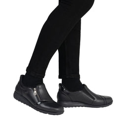 Rieker flade sko Rieker - Ready-to-go damesko med tex, sort skind - 47264-00