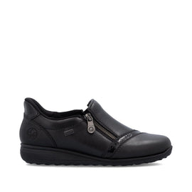 Rieker flade sko Rieker - Ready-to-go damesko med tex, sort skind - 47264-00