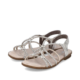 Rieker sandaler lav hæl Rieker - Damesandal, beige glimer - 64270-60