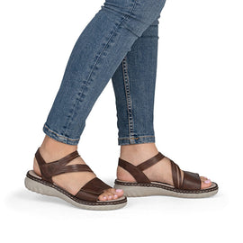 Rieker sandaler lav hæl Rieker - Damesandal, brun - 60464-22
