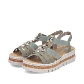 Rieker sandaler lav hæl Rieker - Damesandal, grøn - V4949-52