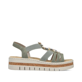 Rieker sandaler lav hæl Rieker - Damesandal, grøn - V4949-52