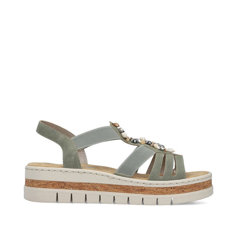 Rieker sandaler lav hæl Rieker - Damesandal, grøn - V4949-52