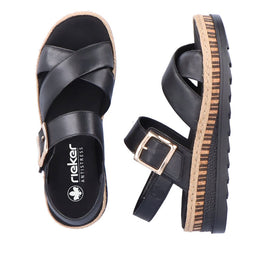 Rieker sandaler lav hæl Rieker - Damesandal, sort - V7951-00