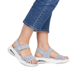 Rieker sandaler lav hæl Rieker - Rieker damesandal, light blue - W3152-10