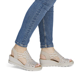 Rieker sko med hæl Rieker - Damesandal, beige - 67465-62